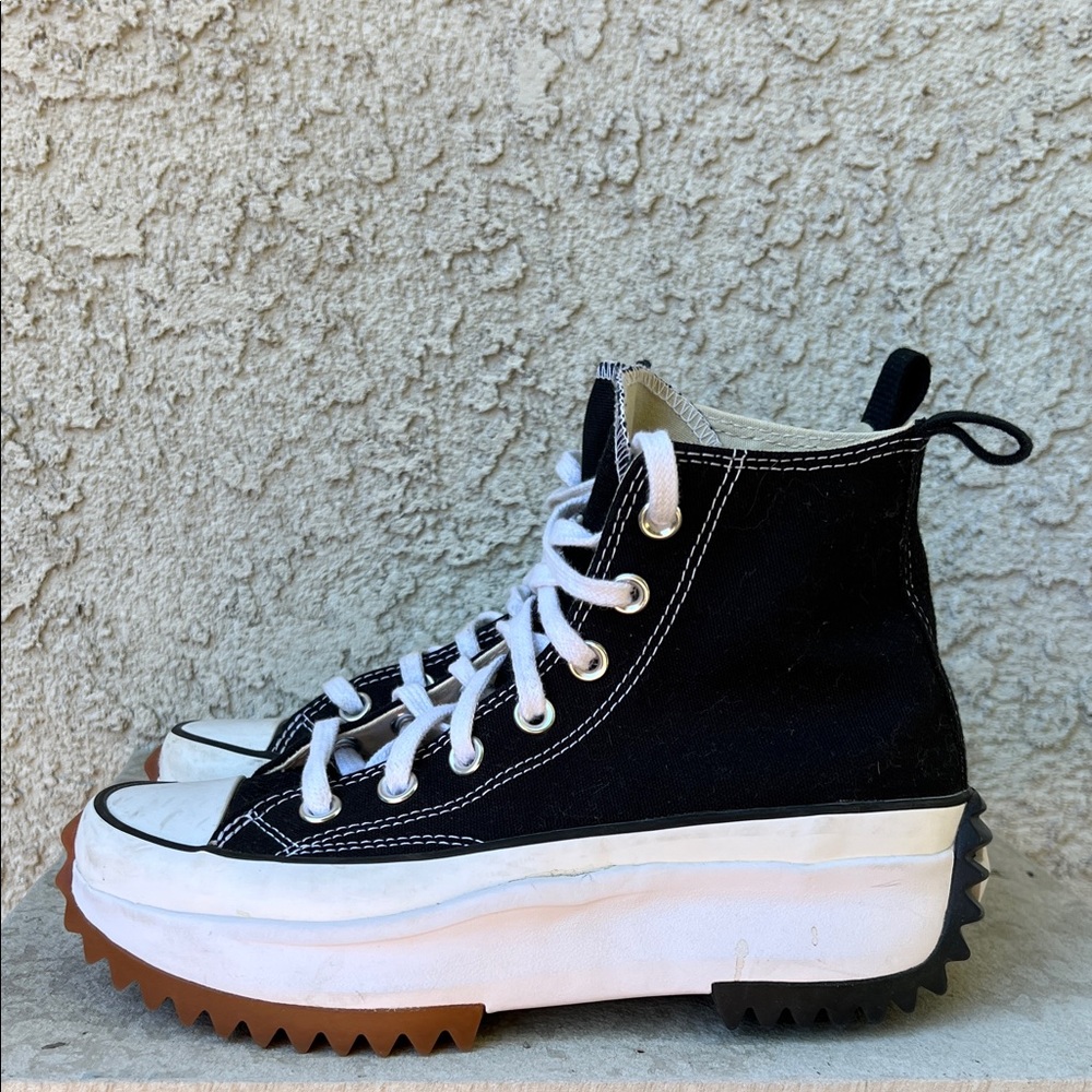 Converse Chuck Taylor Black and White High-Top Stacked Platform Sneakers Shoes